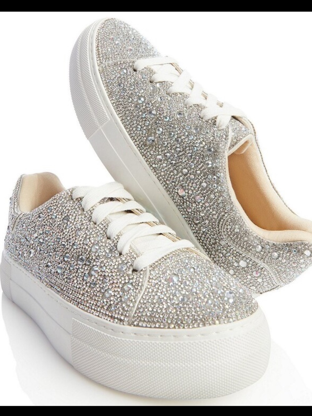 Betsey Johnson Sidny Rhinestone Platform Sneaker Bridal Sz 8.5